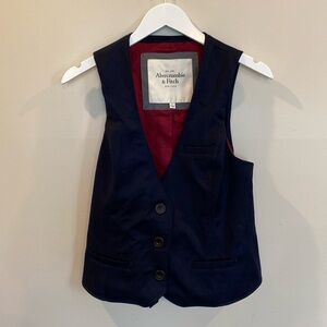 Abercrombie & Fitch Navy Blue Vest with Red Lining